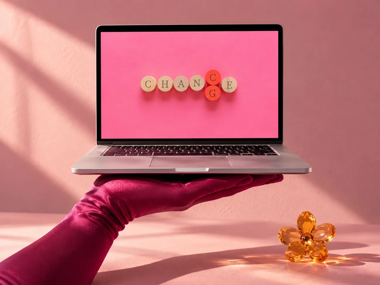 Laptop mit dem Wort Change