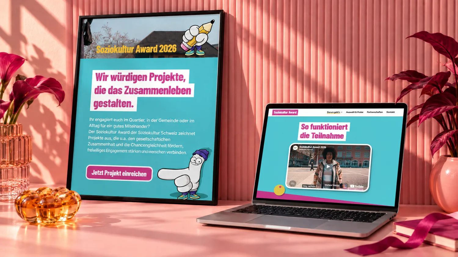 Website des Soziokultur Award auf Tablet und Laptop